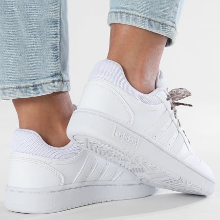 Adidas Sportswear - Women's Hoops 3 Low Classic Sneakers GW0433 Cloud White x Superlaced Leopard Grey laces